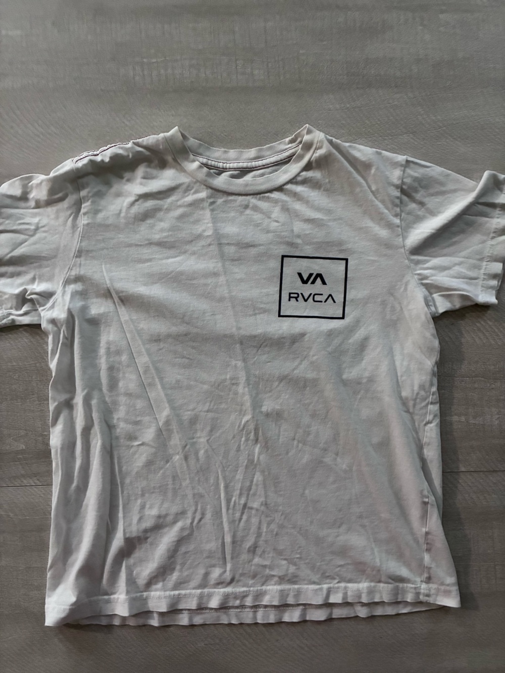 RVCA White Short Sleeve Tee with Black Box Logo